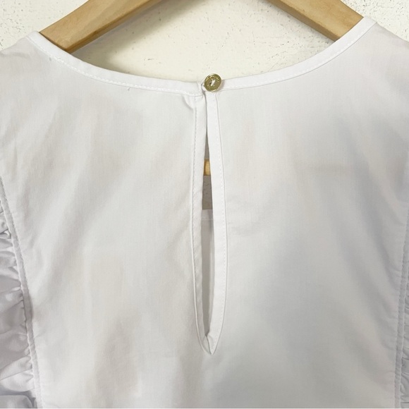 NWT Michael Kors Women’s Sleeveless Ruffle Poplin White Top Blouse Size Large - Picture 9 of 9